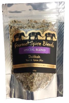 Gourmet Spice Blends Dukkah Nut & Spice Mix packaging on a white background